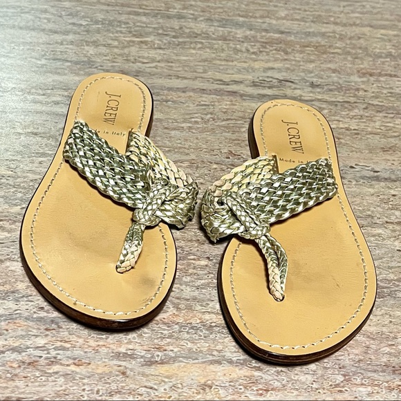 J Crew thong leather sandals.